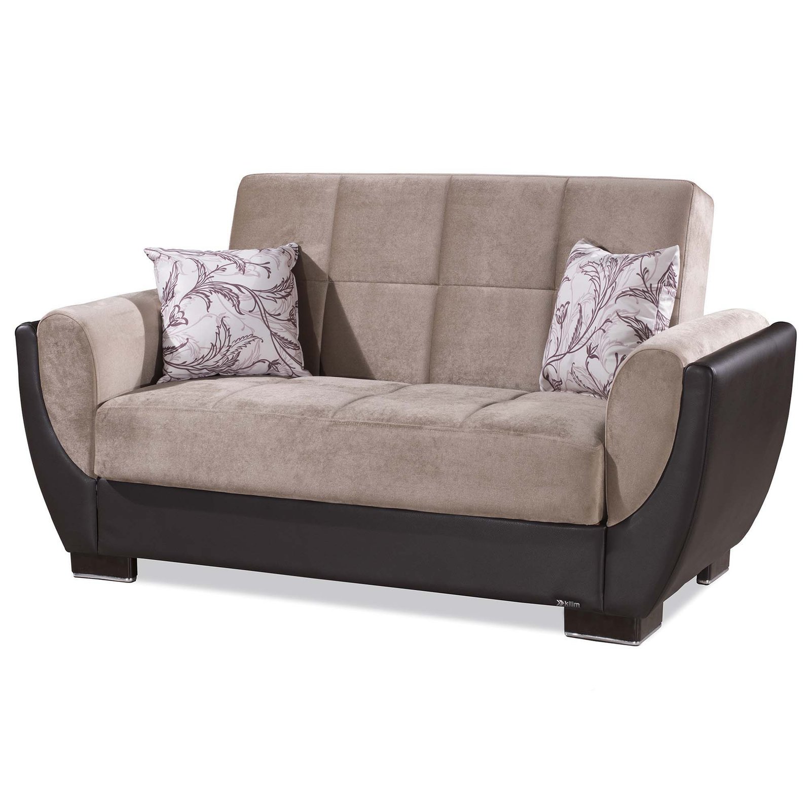 ottomanson armada air collection upholstered convertible loveseat with storage, beige/brown pu chenille ottomanson armada air collection upholstered convertible loveseat with storage, beige/brown pu chenille