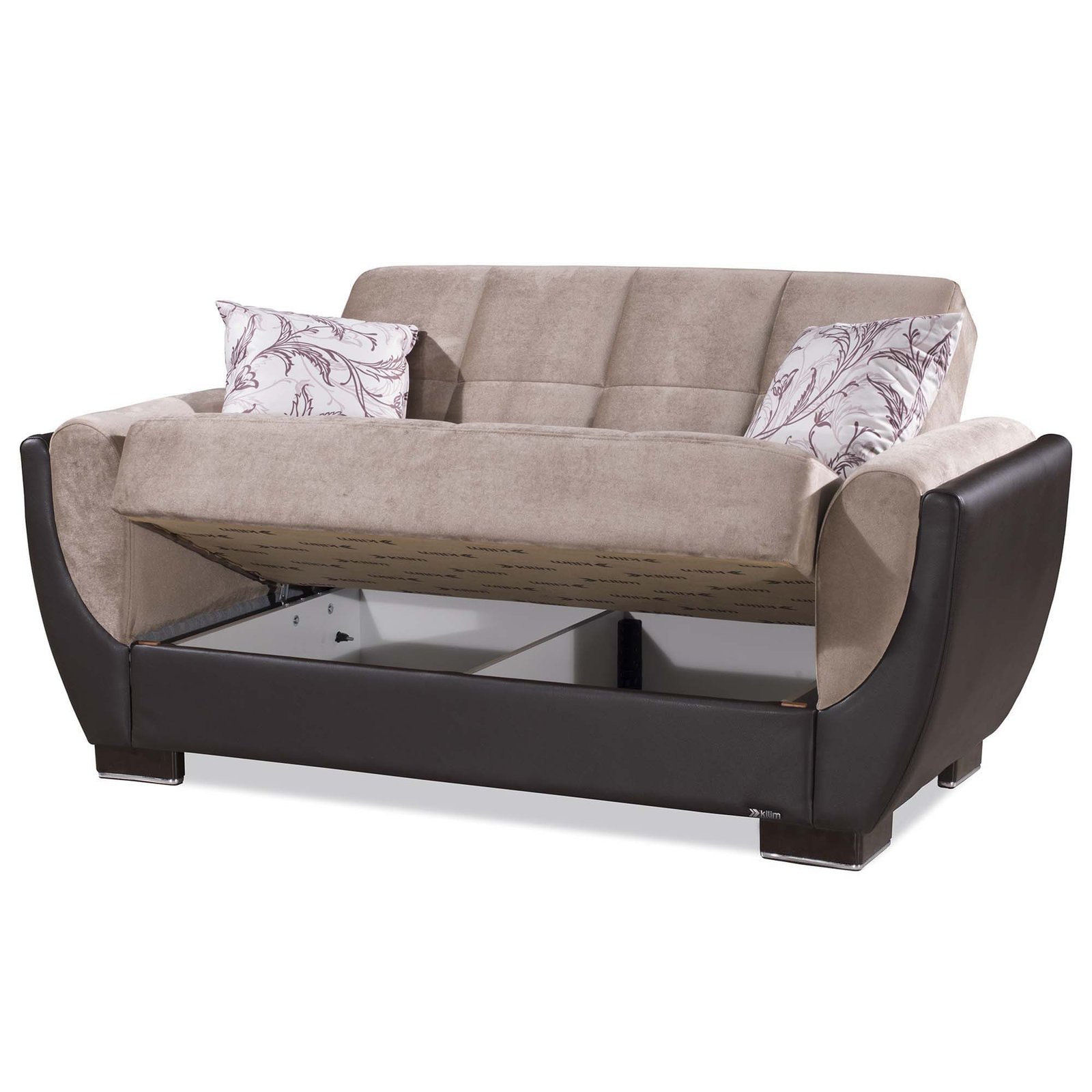 ottomanson armada air collection upholstered convertible loveseat with storage, beige/brown pu chenille ottomanson armada air collection upholstered convertible loveseat with storage, beige/brown pu chenille