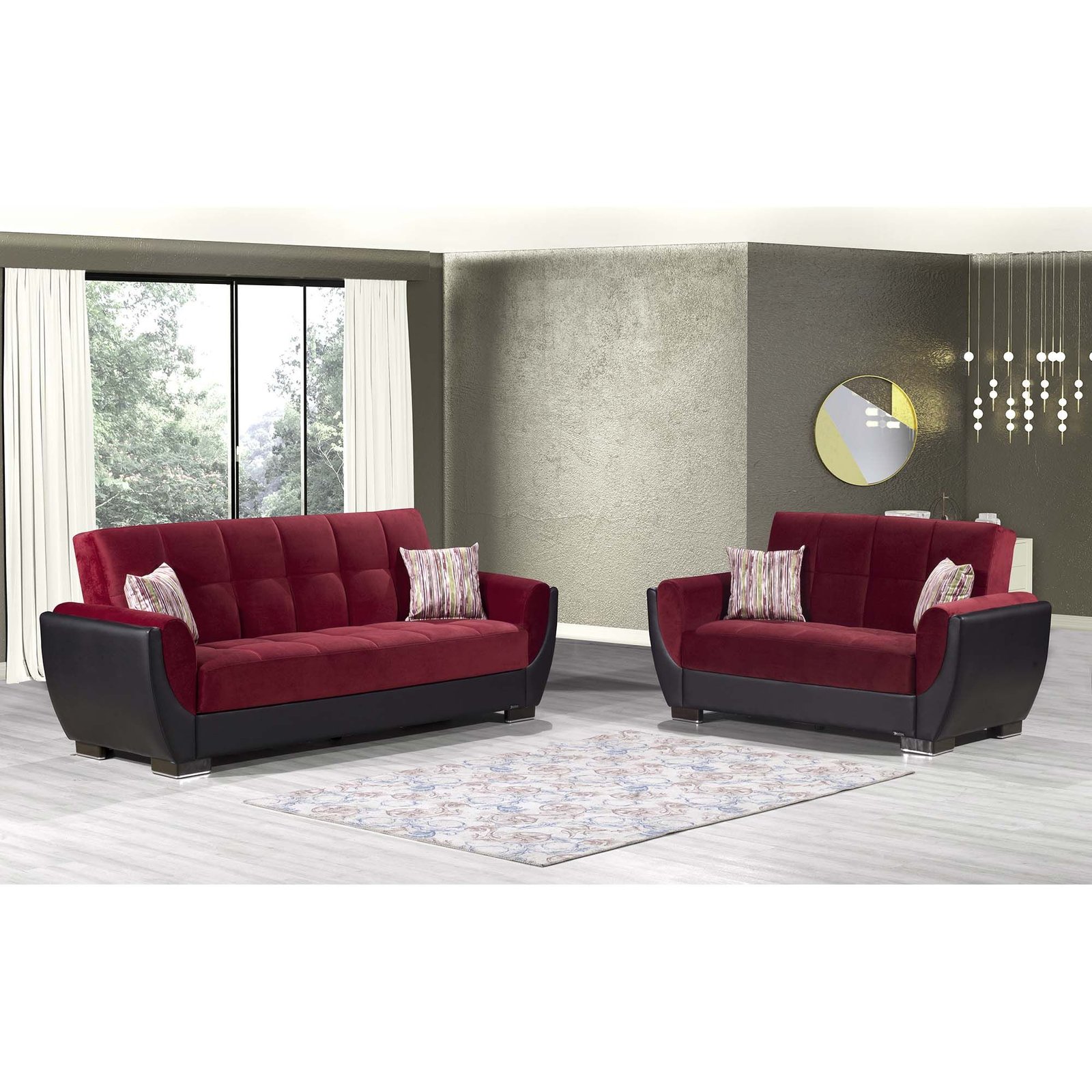 ottomanson armada air collection upholstered convertible sofabed with storage, burgundy/black pu microfiber ottomanson armada air collection upholstered convertible sofabed with storage, burgundy/black pu microfiber