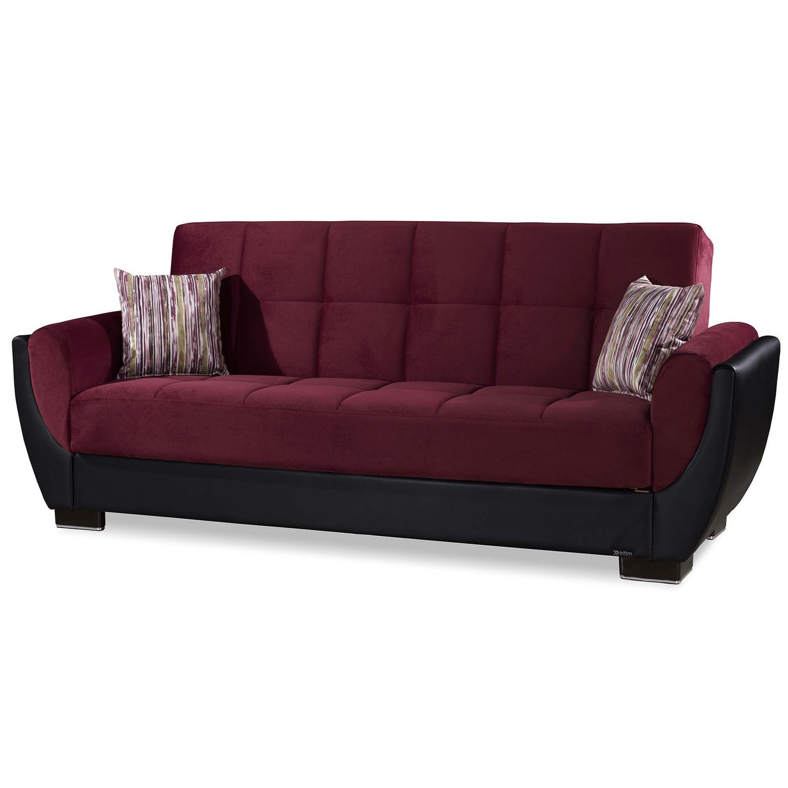 ottomanson armada air collection upholstered convertible sofabed with storage, burgundy/black pu microfiber ottomanson armada air collection upholstered convertible sofabed with storage, burgundy/black pu microfiber