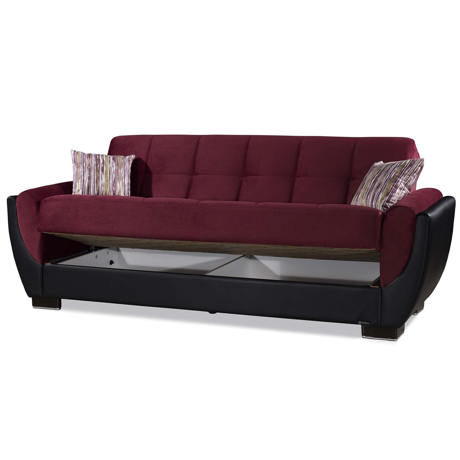 ottomanson armada air collection upholstered convertible sofabed with storage, burgundy/black pu microfiber ottomanson armada air collection upholstered convertible sofabed with storage, burgundy/black pu microfiber