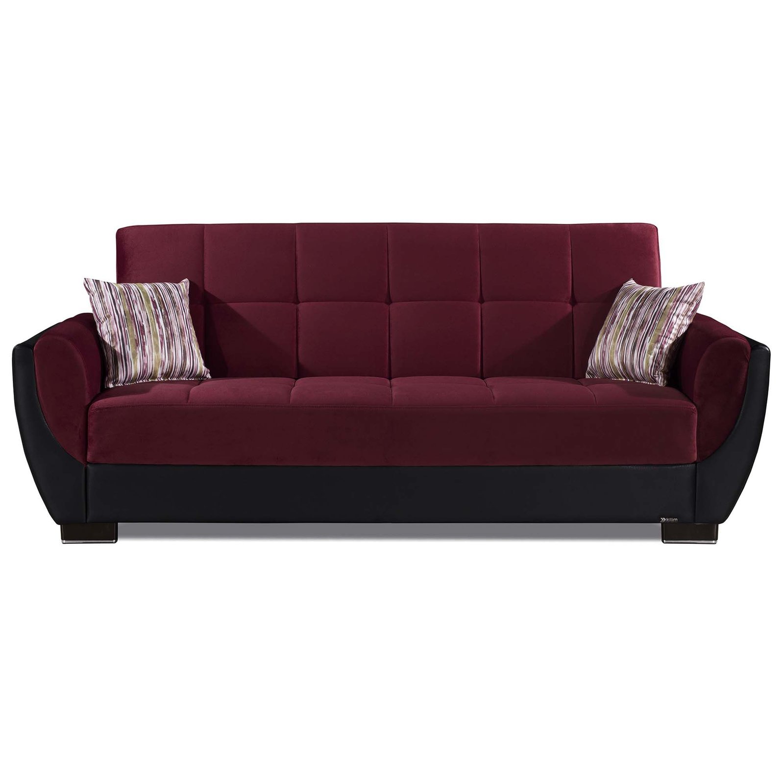 ottomanson armada air collection upholstered convertible sofabed with storage, burgundy/black pu microfiber ottomanson armada air collection upholstered convertible sofabed with storage, burgundy/black pu microfiber