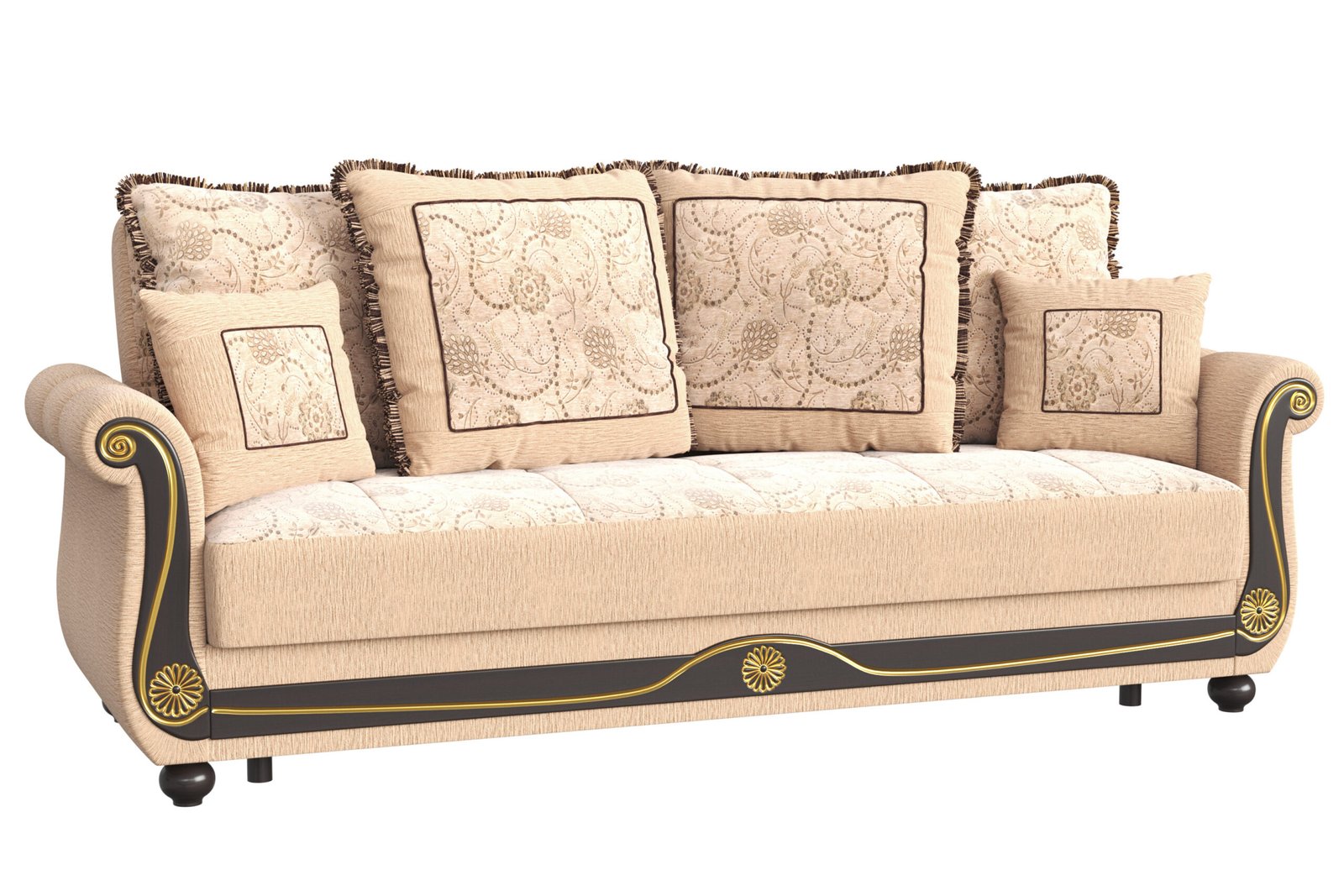 Ottomanson Americana Collection Upholstered Convertible Sofabed with Storage, Beige