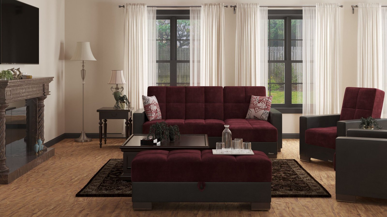 ottomanson armada collection upholstered convertible chaise lounge with storage, burgundy/black pu microfiber ottomanson armada collection upholstered convertible chaise lounge with storage, burgundy/black pu microfiber