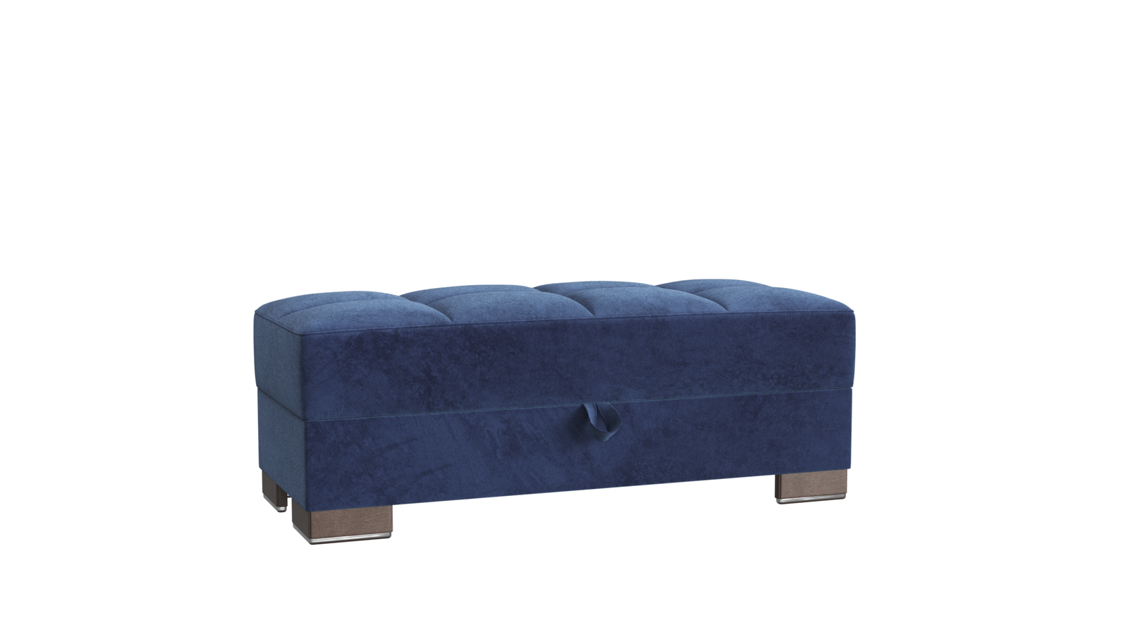 Ottomanson Armada Collection Upholstered Ottoman with Storage, Blue Microfiber