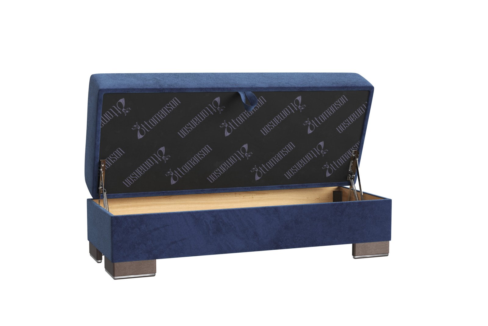 ottomanson armada collection upholstered ottoman with storage, blue microfiber ottomanson armada collection upholstered ottoman with storage, blue microfiber