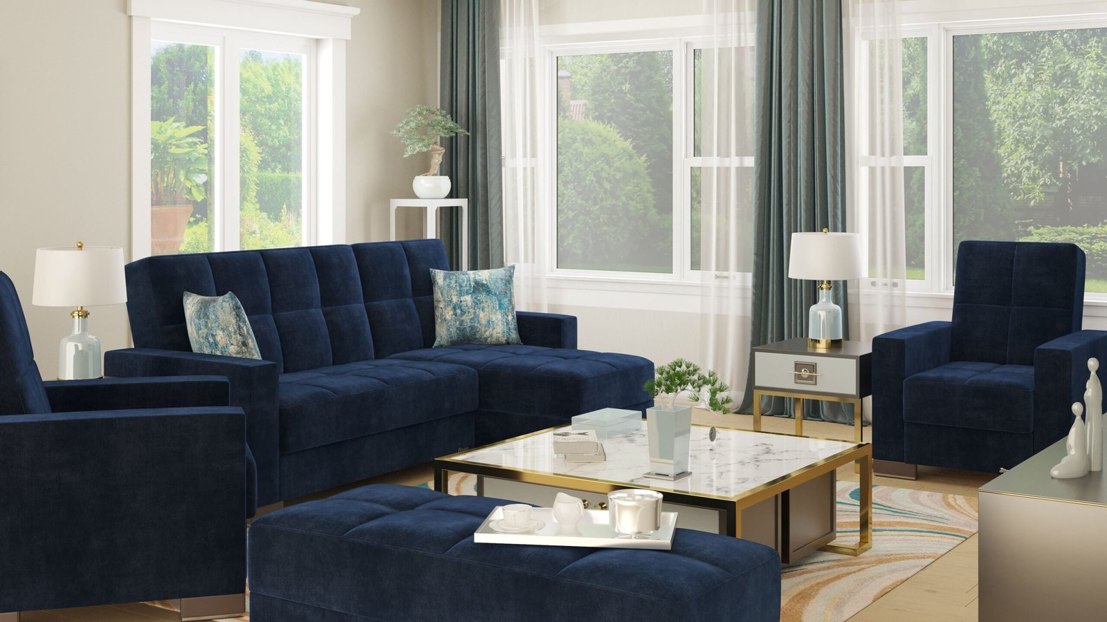 ottomanson armada collection upholstered ottoman with storage, blue microfiber ottomanson armada collection upholstered ottoman with storage, blue microfiber