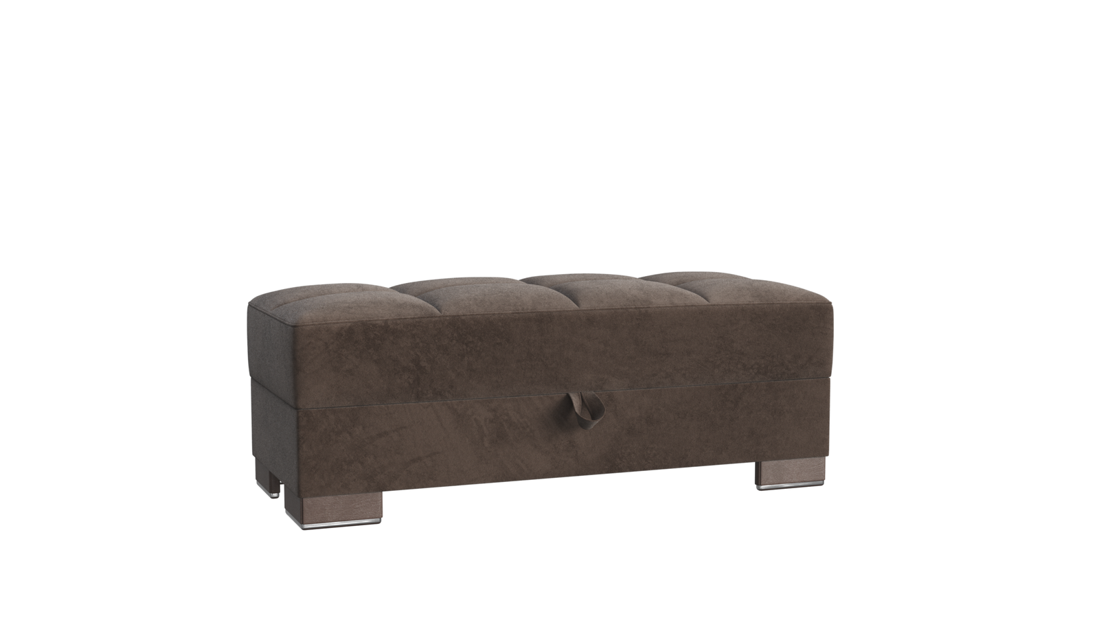 Ottomanson Armada Collection Upholstered Ottoman with Storage, Brown Microfiber