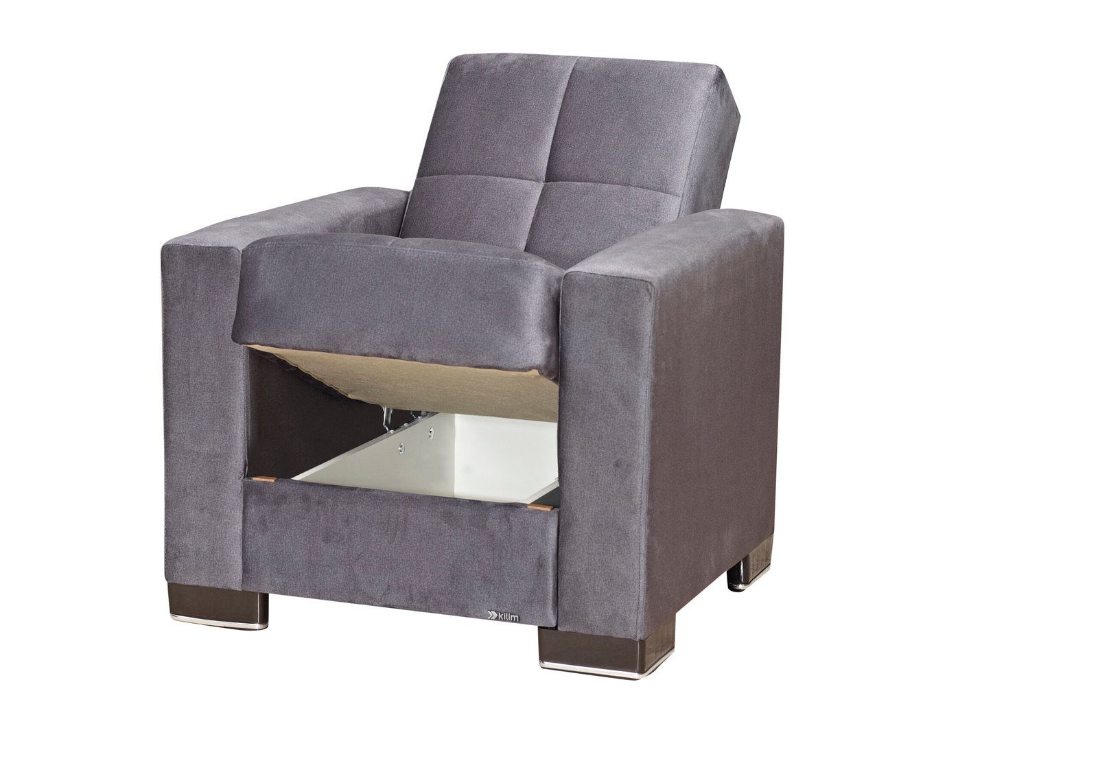 ottomanson armada collection upholstered convertible armchair with storage, grey microfiber ottomanson armada collection upholstered convertible armchair with storage, grey microfiber