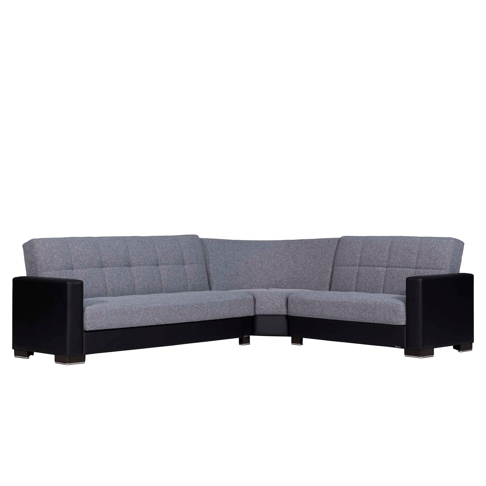 ottomanson armada collection upholstered convertible sectional with storage, grey/black pu polyester ottomanson armada collection upholstered convertible sectional with storage, grey/black pu polyester
