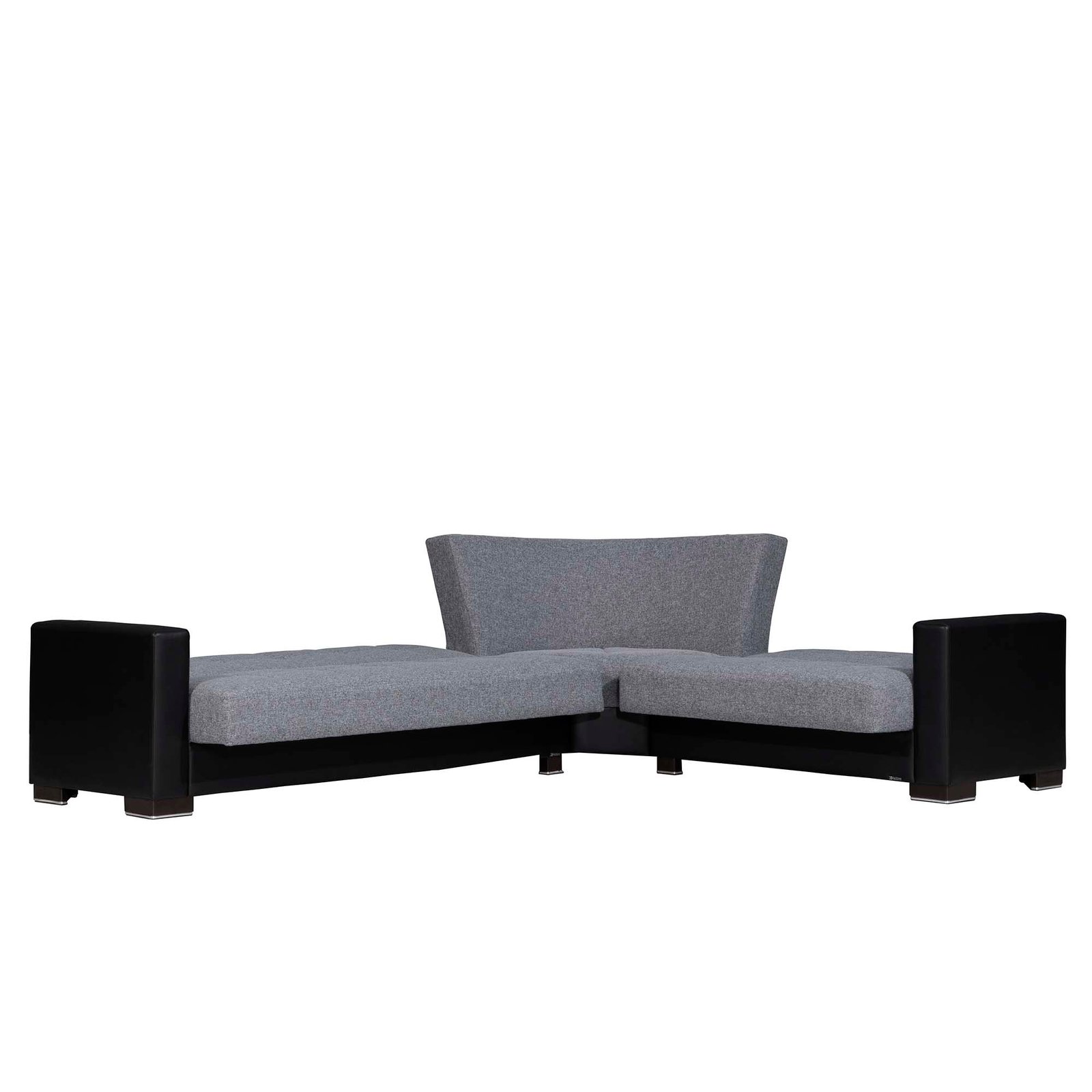 ottomanson armada collection upholstered convertible sectional with storage, grey/black pu polyester ottomanson armada collection upholstered convertible sectional with storage, grey/black pu polyester