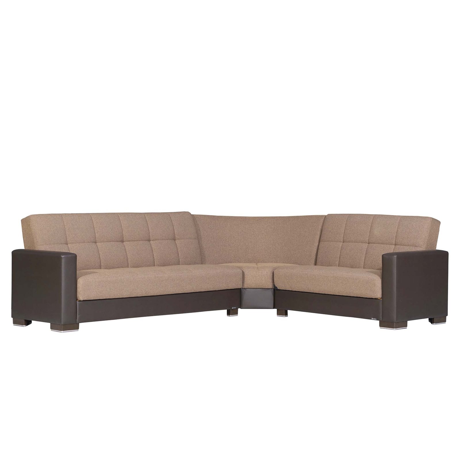 ottomanson armada collection upholstered convertible sectional with storage, beige/brown pu chenille ottomanson armada collection upholstered convertible sectional with storage, beige/brown pu chenille