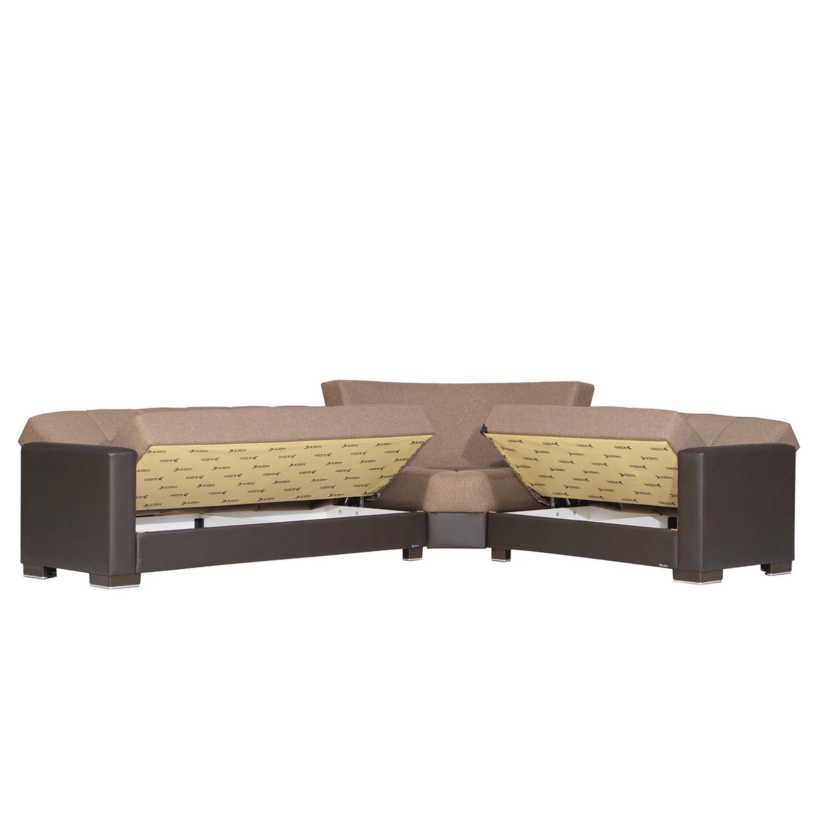 ottomanson armada collection upholstered convertible sectional with storage, beige/brown pu chenille ottomanson armada collection upholstered convertible sectional with storage, beige/brown pu chenille