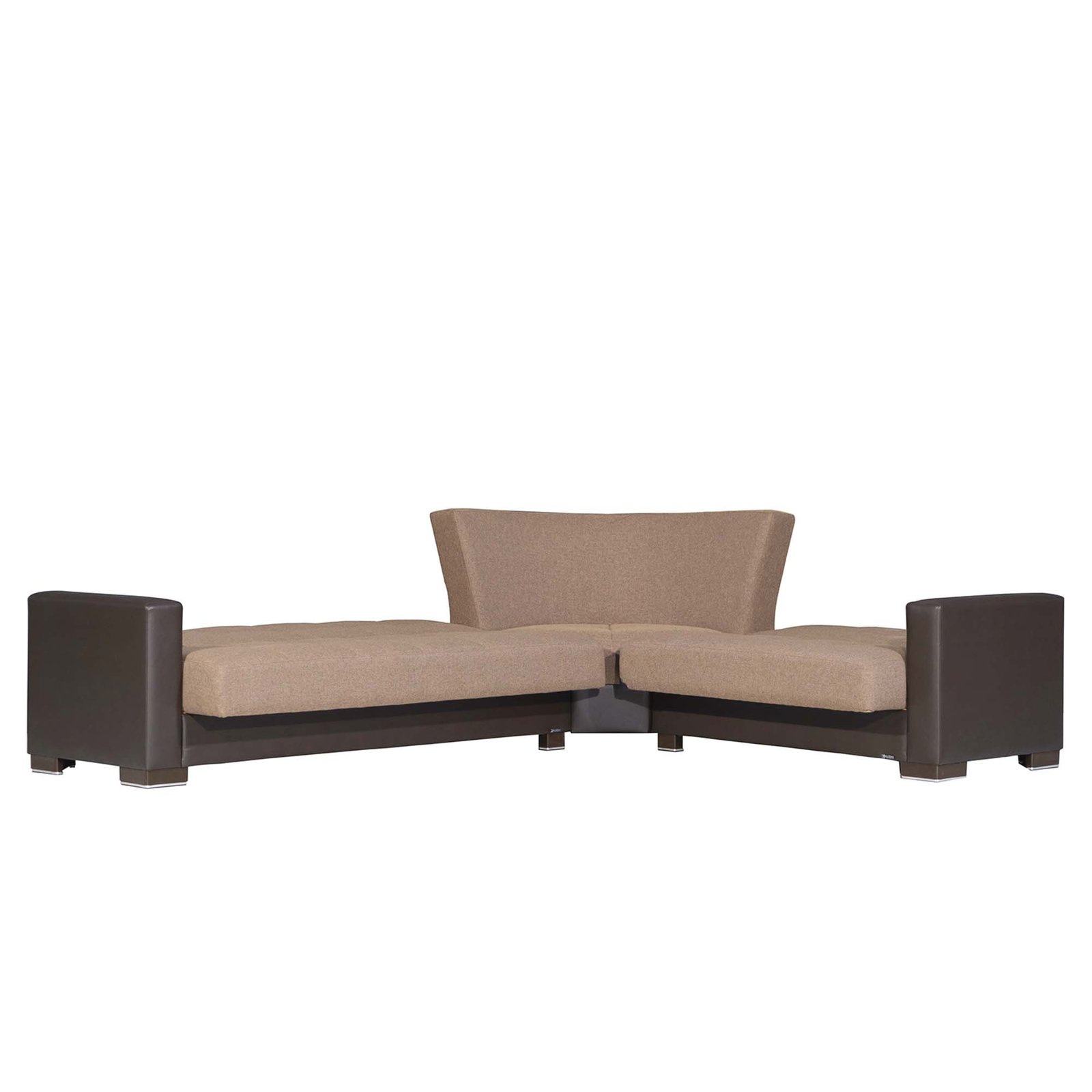 ottomanson armada collection upholstered convertible sectional with storage, beige/brown pu chenille ottomanson armada collection upholstered convertible sectional with storage, beige/brown pu chenille