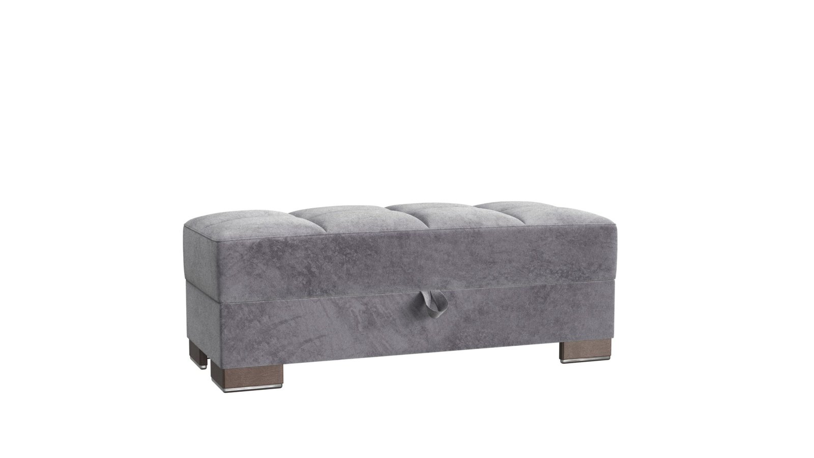 Ottomanson Armada X Collection Upholstered Convertible Wood Trimmed Ottoman with Storage, Grey Microfiber