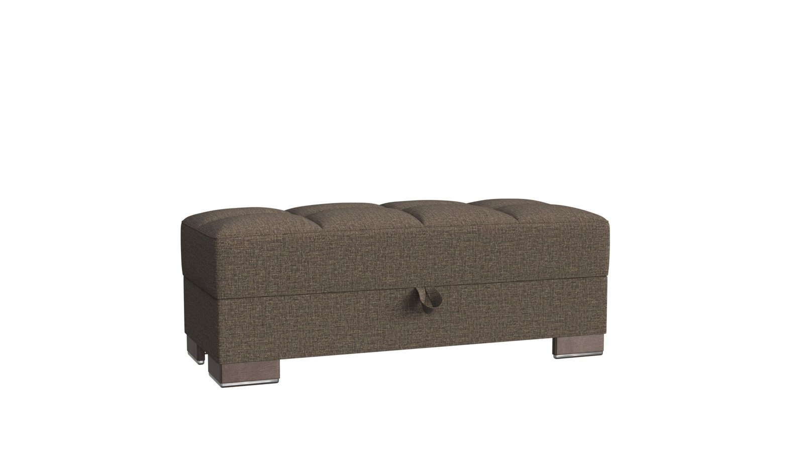 Ottomanson Armada X Collection Upholstered Convertible Wood Trimmed Ottoman with Storage, Brown Polyester