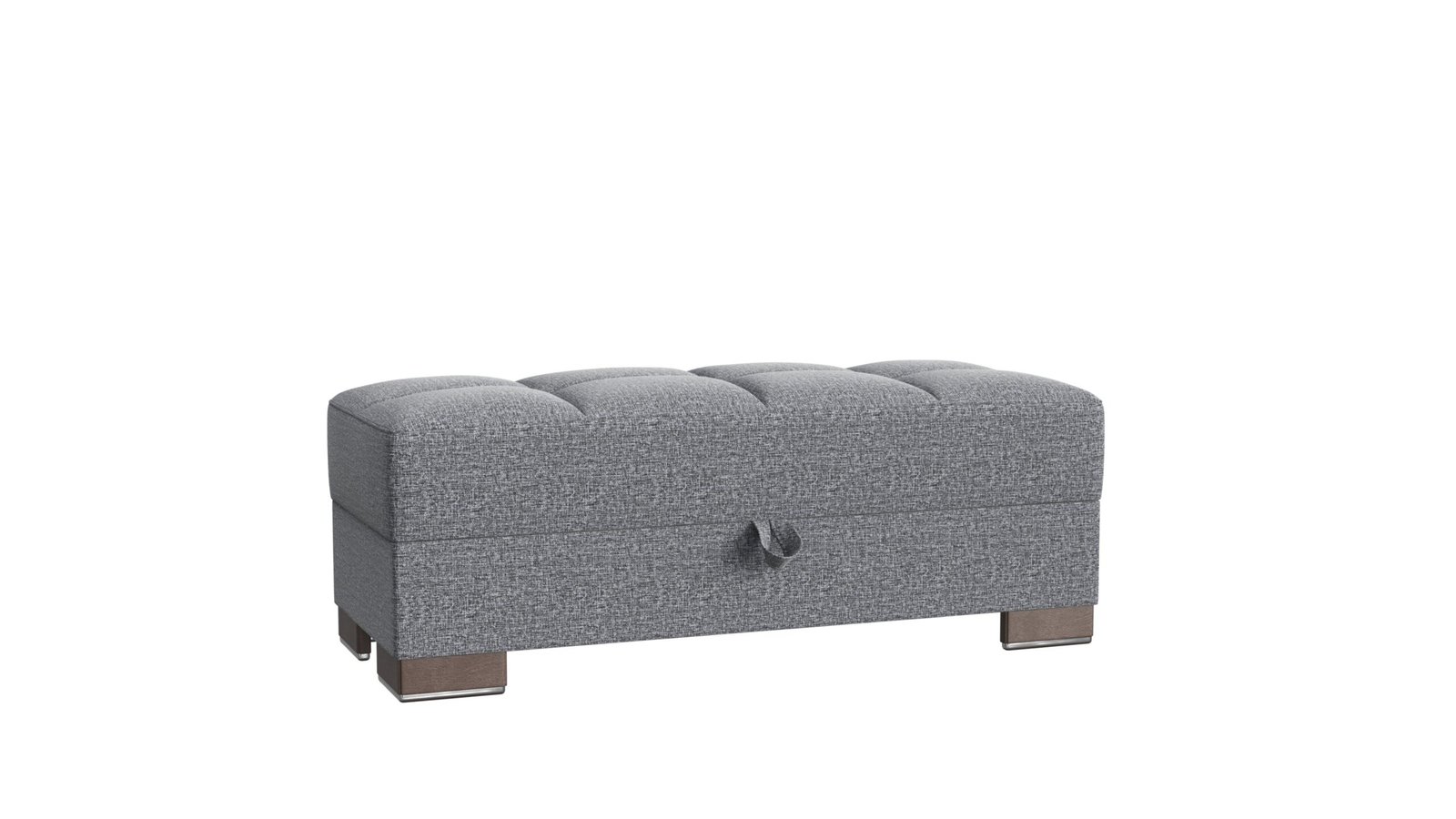 Ottomanson Armada X Collection Upholstered Convertible Wood Trimmed Ottoman with Storage, Grey Polyester