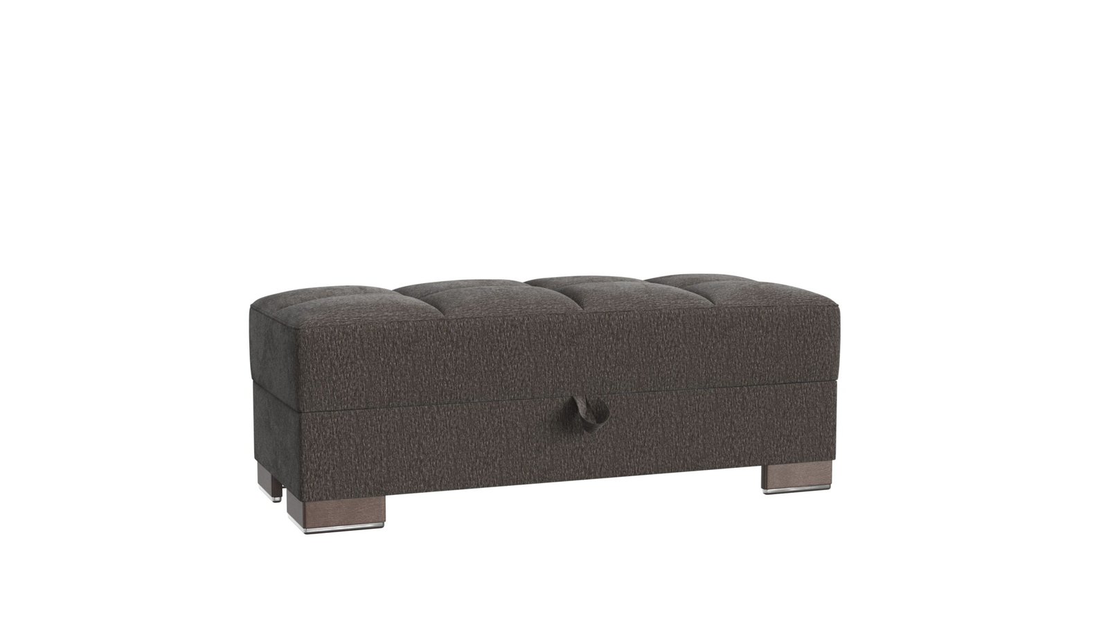 Ottomanson Armada X Collection Upholstered Convertible Wood Trimmed Ottoman with Storage, Grey Chenille