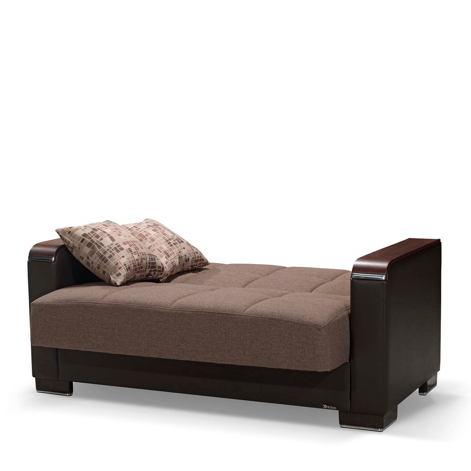 ottomanson armada x collection upholstered convertible wood trimmed loveseat with storage, brown/brown pu polyester ottomanson armada x collection upholstered convertible wood trimmed loveseat with storage, brown/brown pu polyester