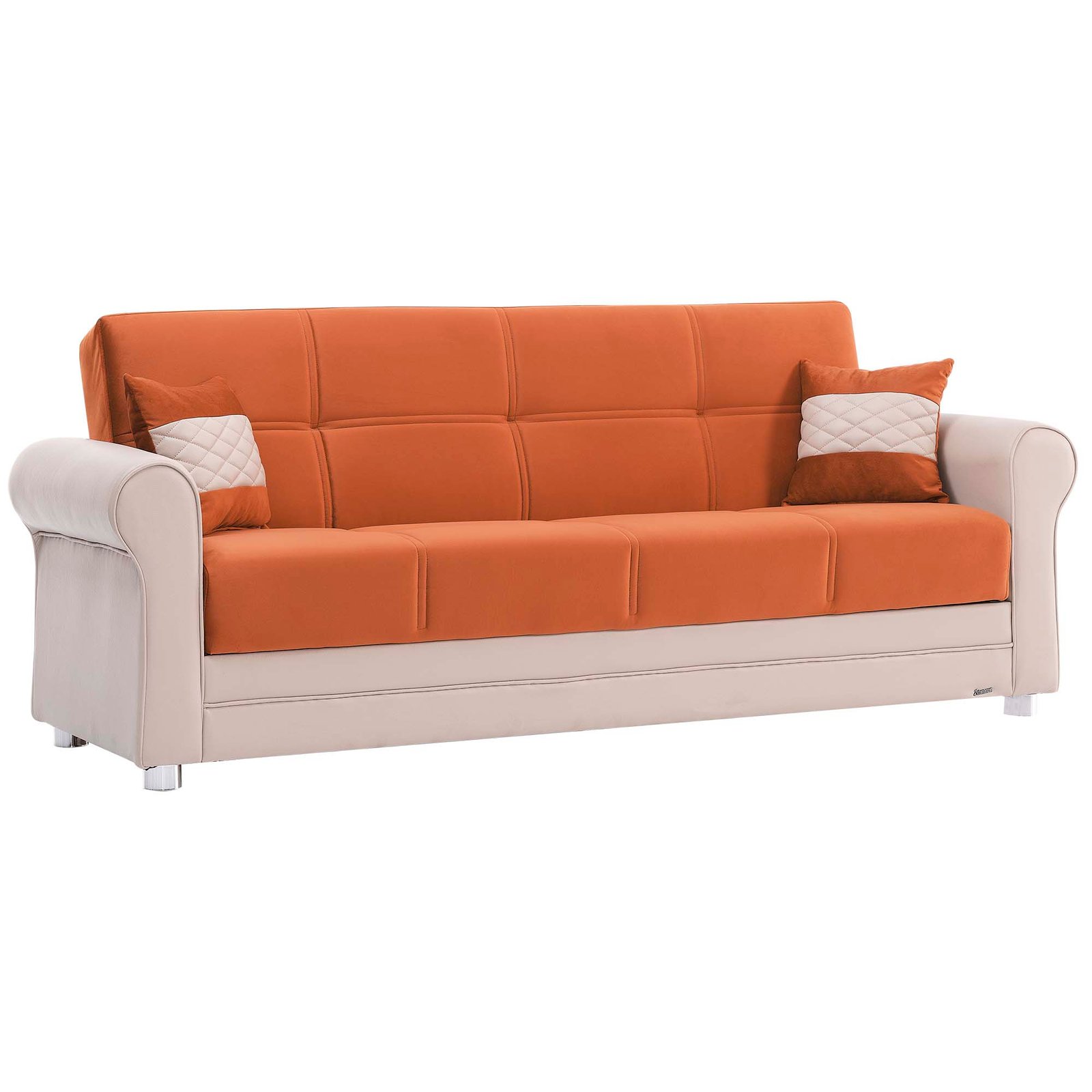 Ottomanson Avalon Collection Upholstered Convertible Sofabed with Storage, Orange