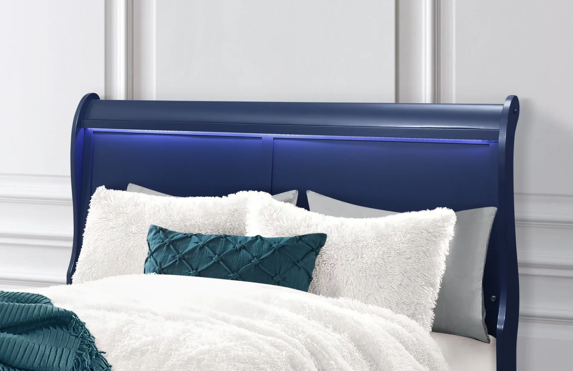 charlie blue queen bed with led charlie blue queen bed with led