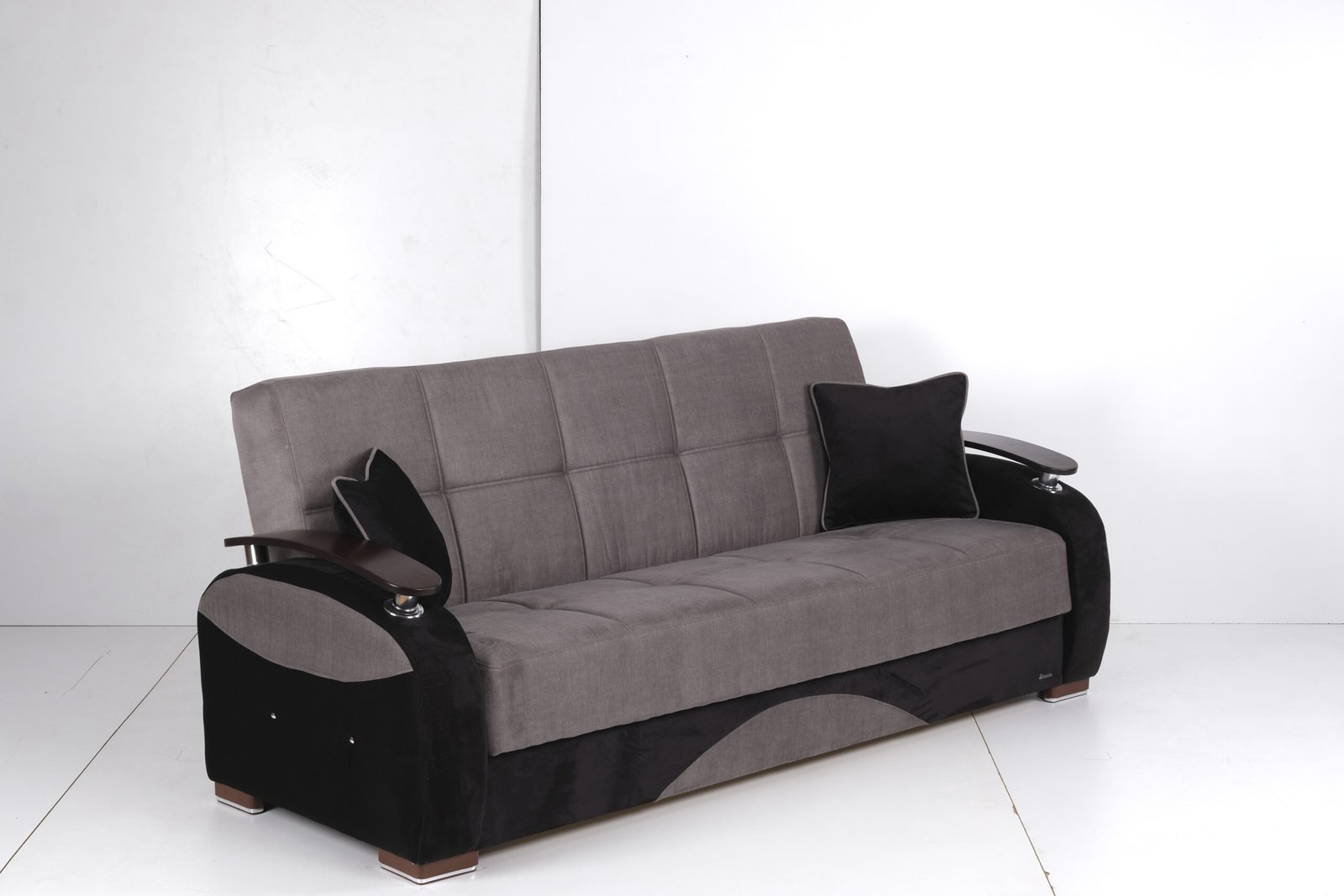 Ottomanson Yafah Collection Upholstered Convertible Sofabed with Storage, Gray