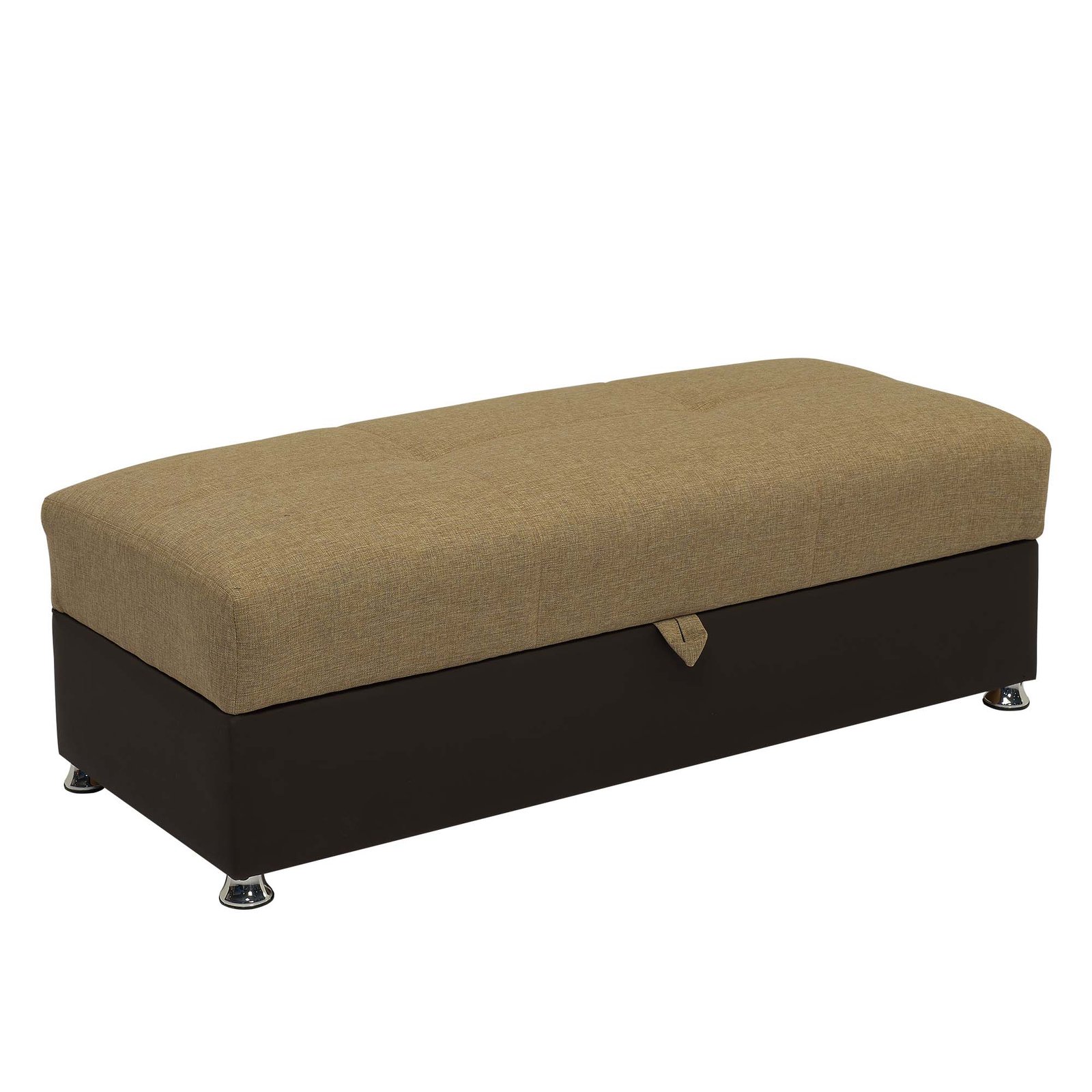 Ottomanson Harmony Collection Upholstered Convertible Ottoman with Storage, Brown-PU