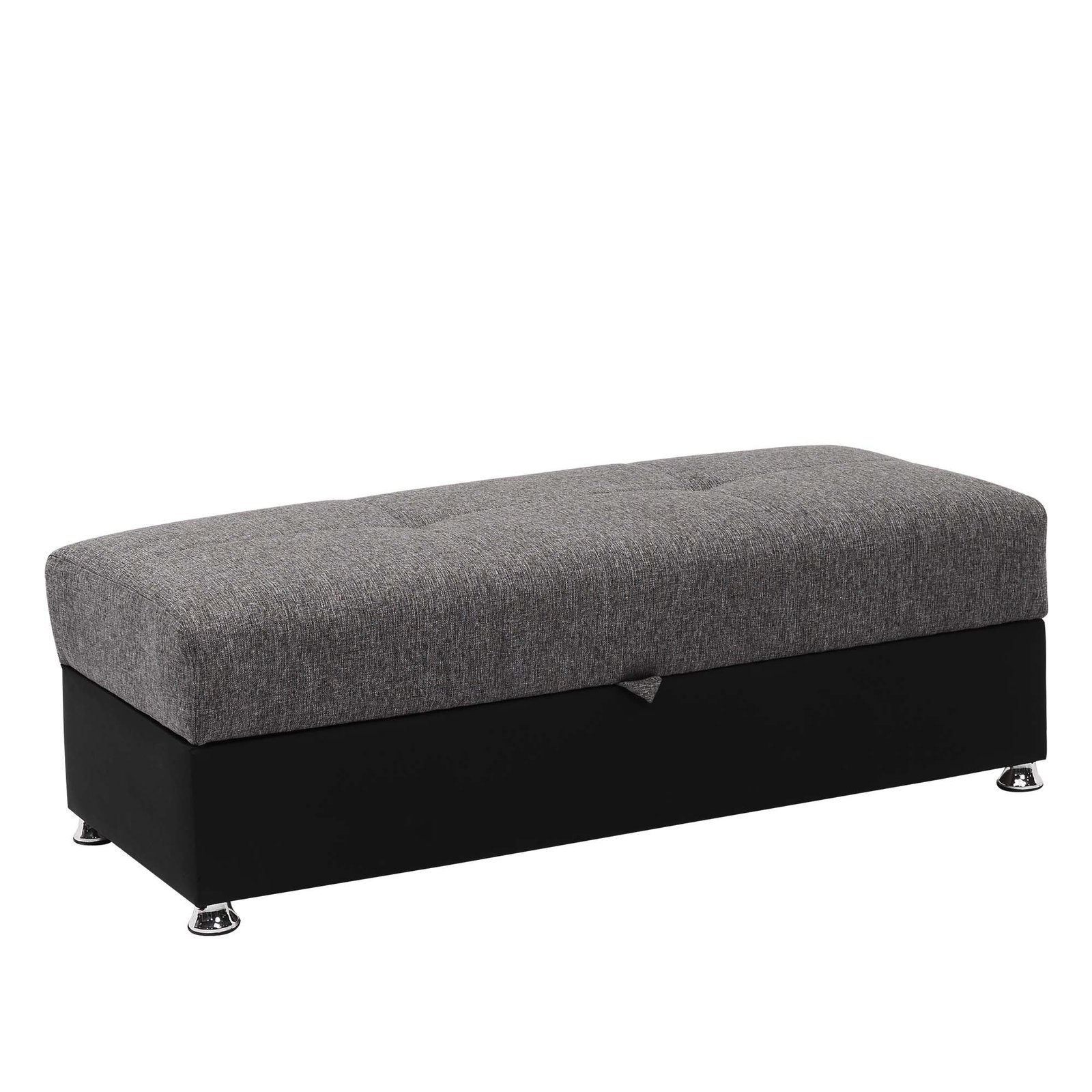 Ottomanson Harmony Collection Upholstered Convertible Ottoman with Storage, Grey-PU