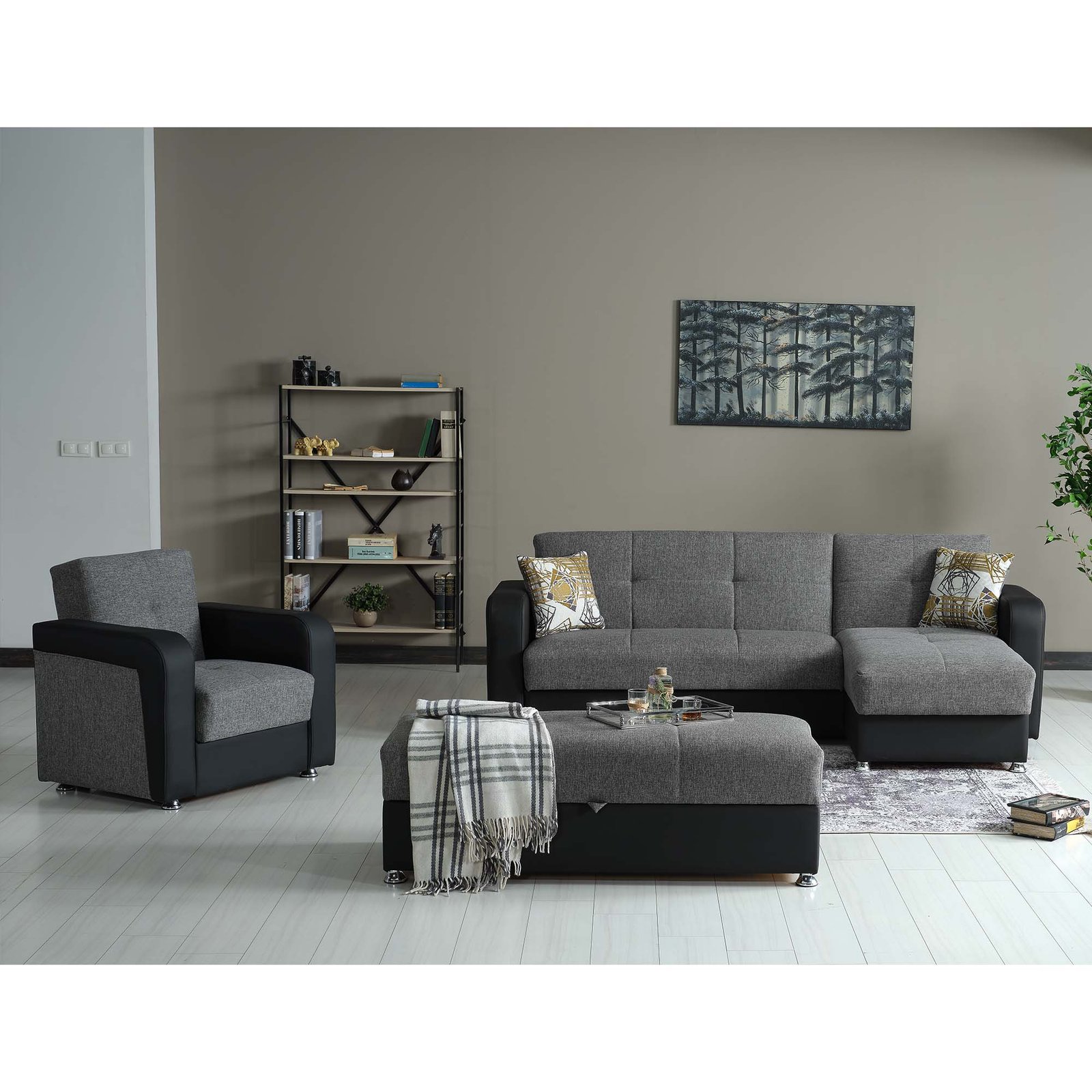 ottomanson harmony collection upholstered convertible ottoman with storage, grey pu ottomanson harmony collection upholstered convertible ottoman with storage, grey pu