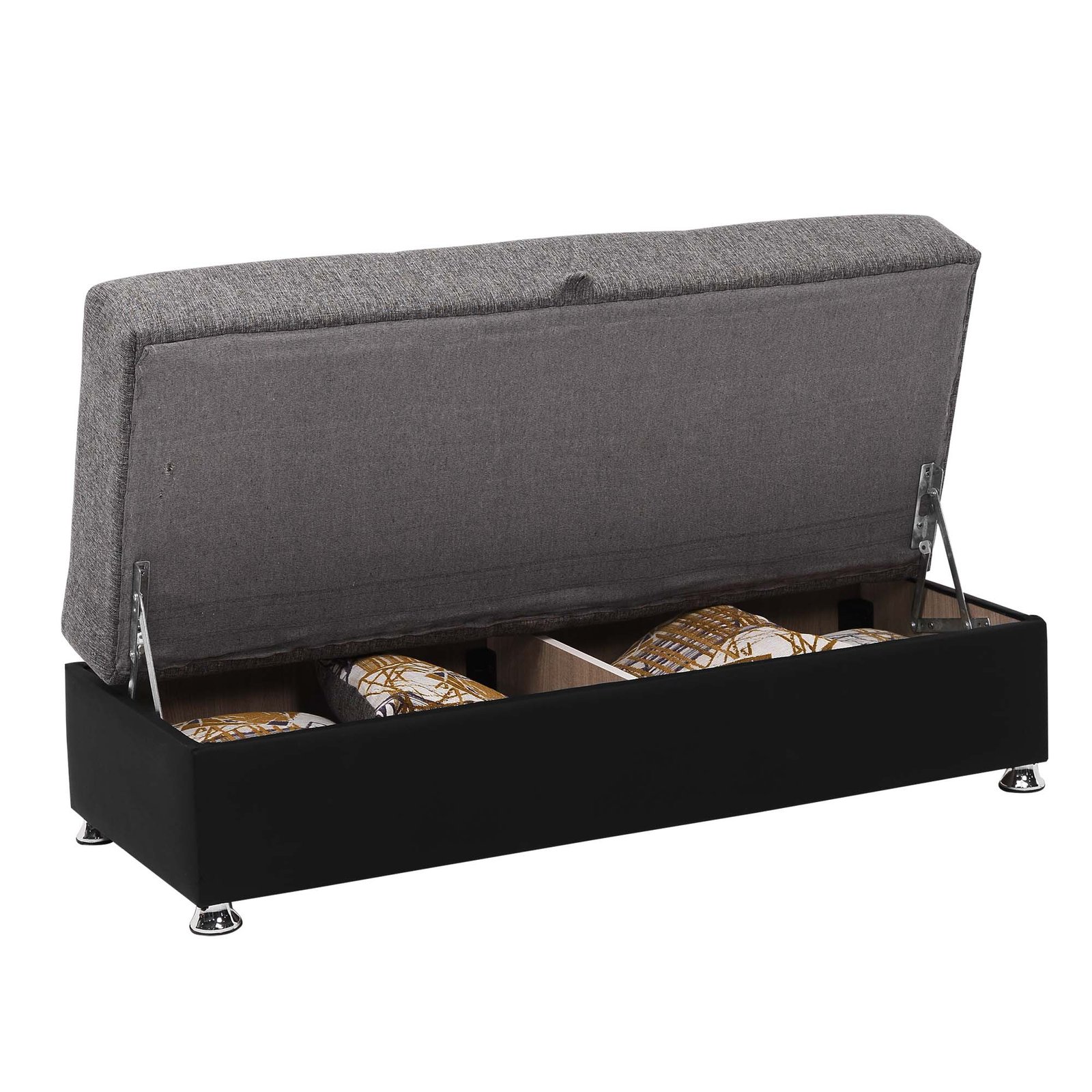 ottomanson harmony collection upholstered convertible ottoman with storage, grey pu ottomanson harmony collection upholstered convertible ottoman with storage, grey pu