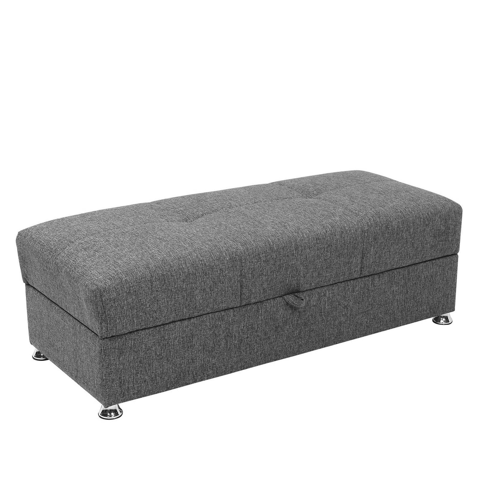 Ottomanson Harmony Collection Upholstered Convertible Ottoman with Storage, Grey