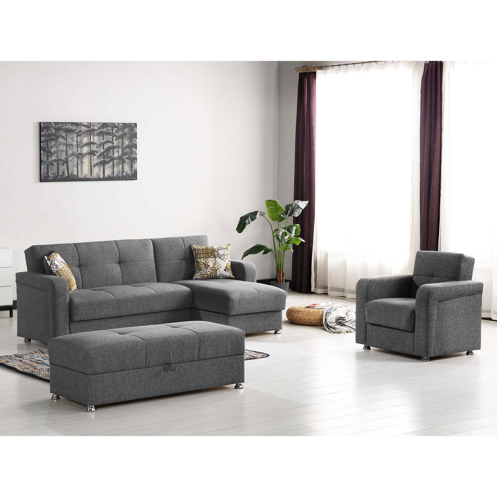 ottomanson harmony collection upholstered convertible ottoman with storage, grey ottomanson harmony collection upholstered convertible ottoman with storage, grey