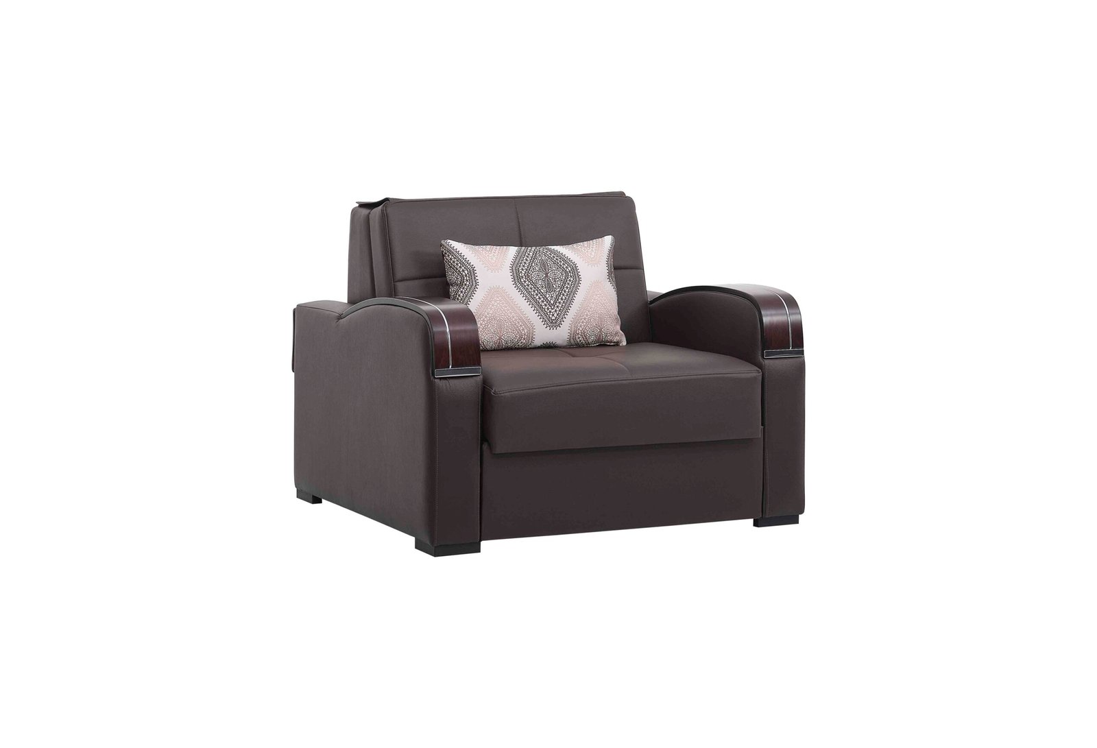 ottomanson sleep plus collection upholstered convertible armchair with storage, brown pu ottomanson sleep plus collection upholstered convertible armchair with storage, brown pu