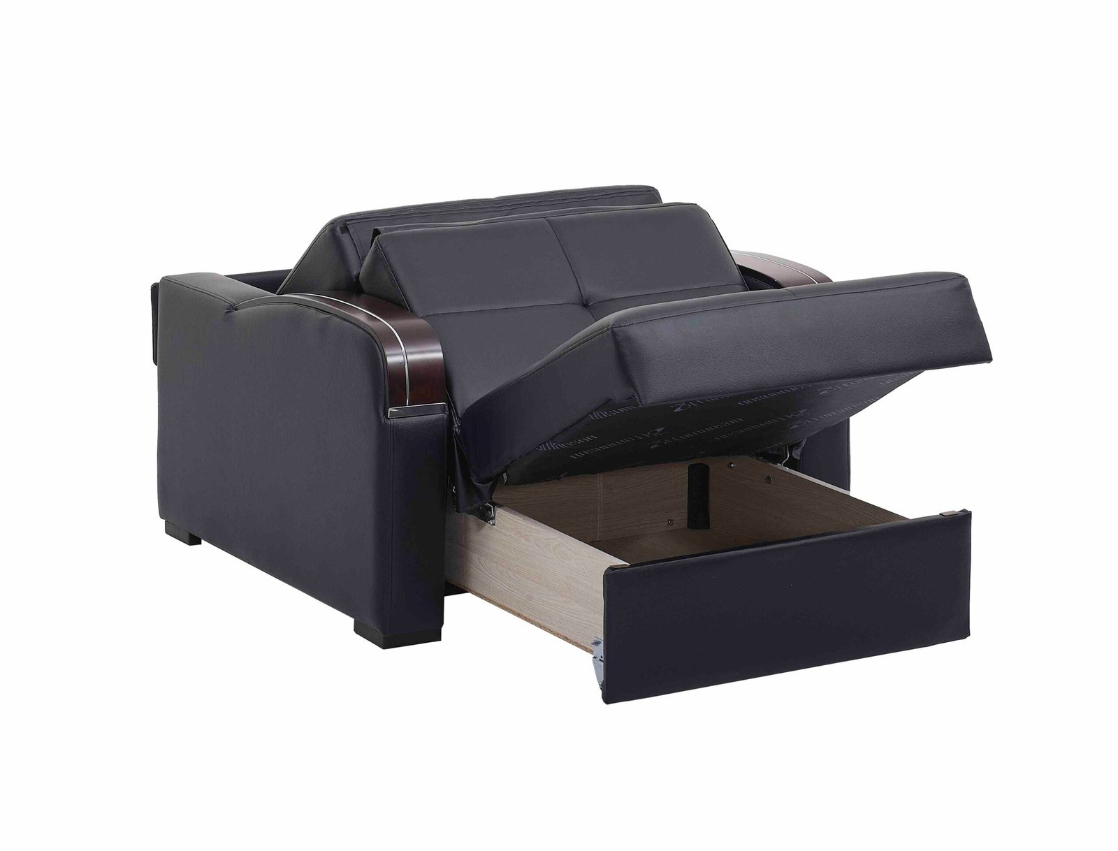 ottomanson sleep plus collection upholstered convertible armchair with storage, black pu ottomanson sleep plus collection upholstered convertible armchair with storage, black pu