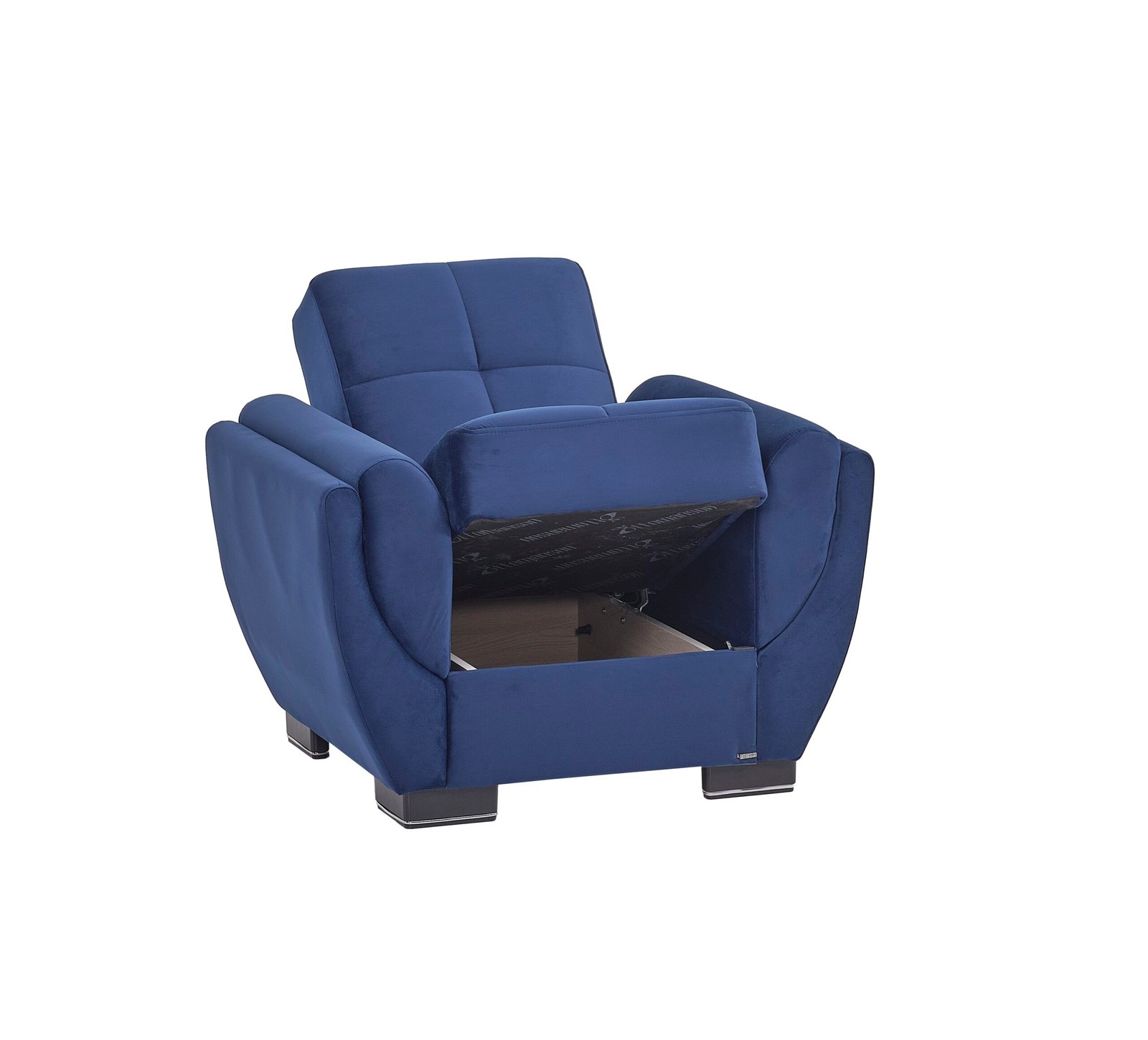 ottomanson armada air collection upholstered convertible armchair with storage, blue microfiber ottomanson armada air collection upholstered convertible armchair with storage, blue microfiber