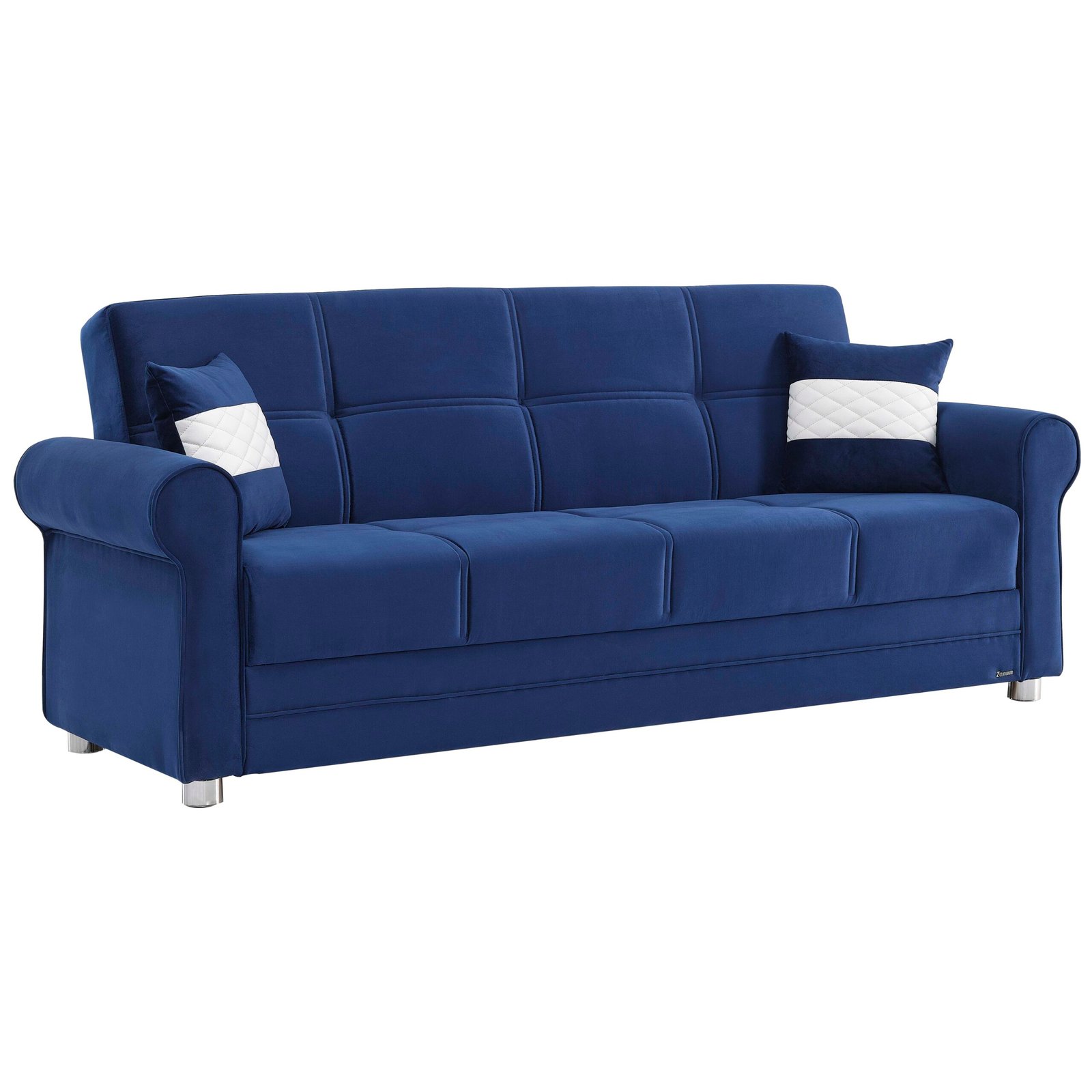 Ottomanson Sara Collection Upholstered Convertible Sofabed with Storage, Blue