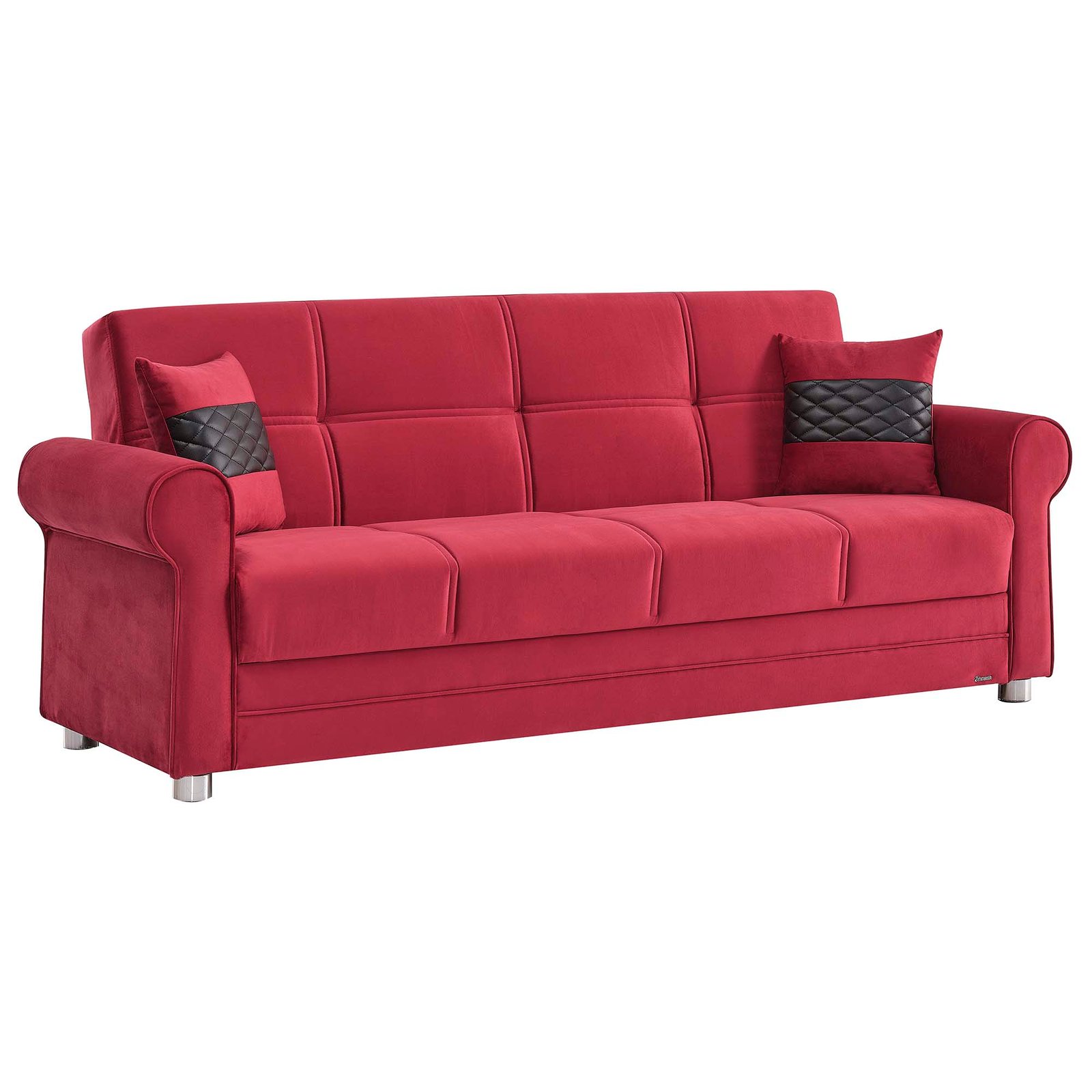 Ottomanson Sara Collection Upholstered Convertible Sofabed with Storage, Burgundy