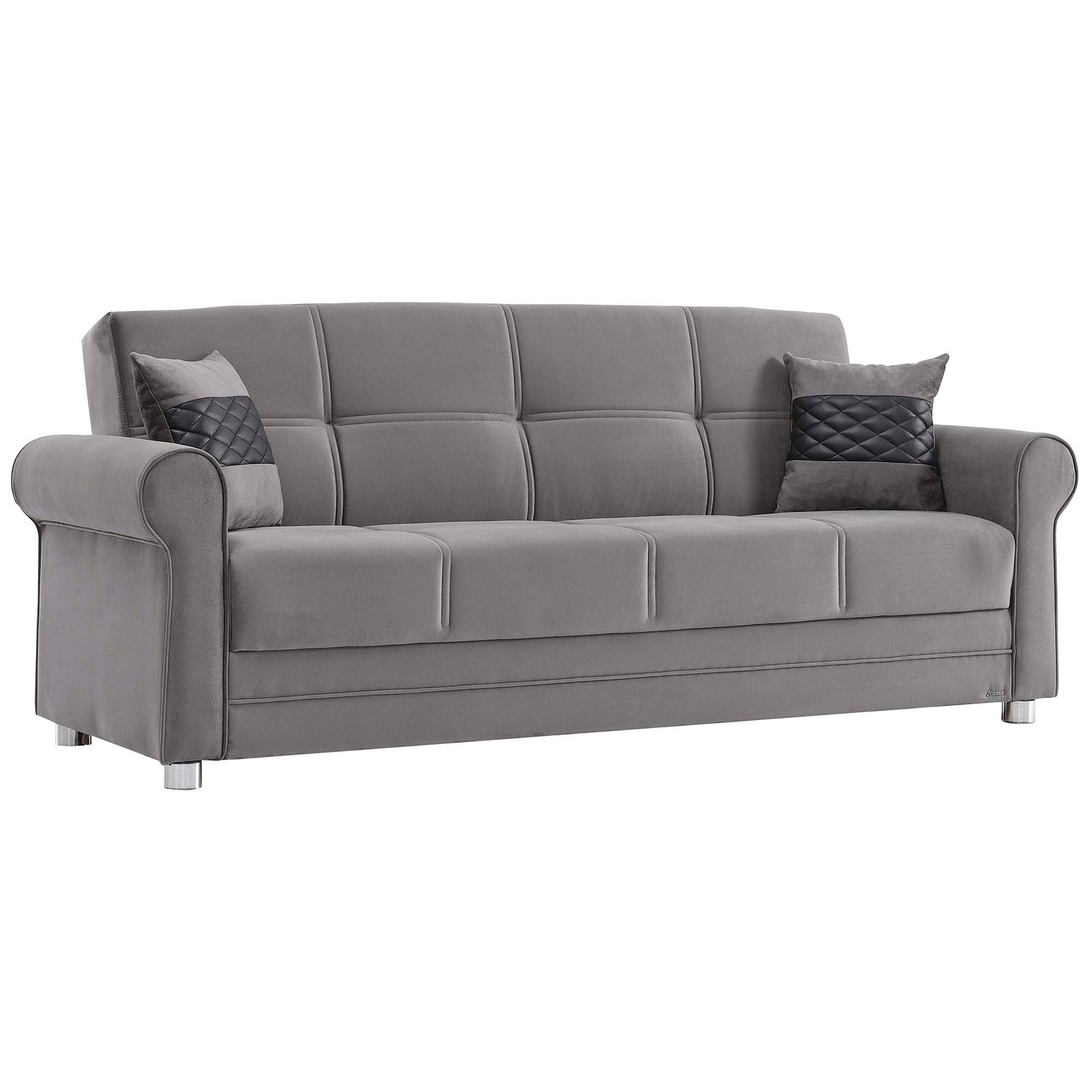 Ottomanson Sara Collection Upholstered Convertible Sofabed with Storage, Gray