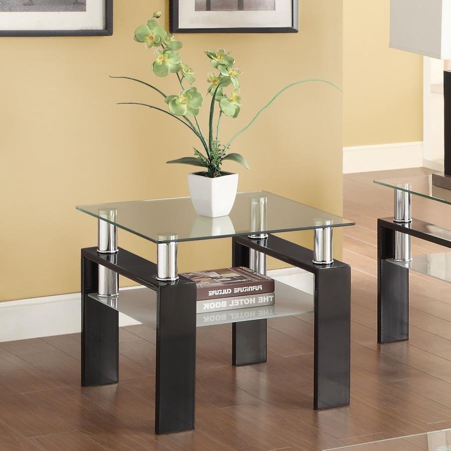 dyer 1 shelf square glass top side end table black dyer 1 shelf square glass top side end table black