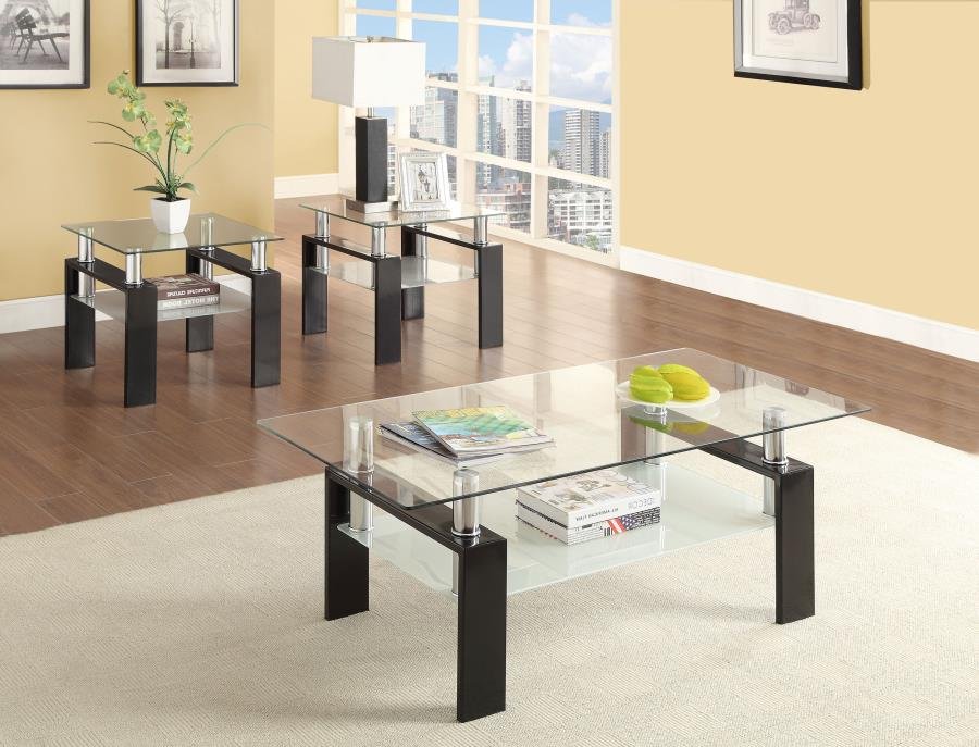DYER 3-PIECE RECTANGULAR COFFEE AND END TABLE SET BLACK