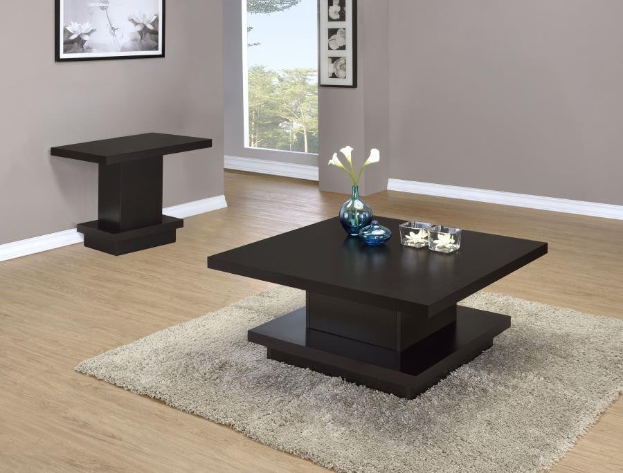 RESTON 2-PIECE SQUARE COFFEE AND END TABLE SET CAPPUCCINO