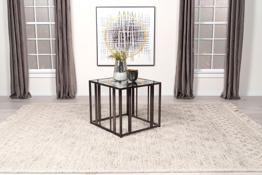 adri rectangular glass top side end table black nickel adri rectangular glass top side end table black nickel