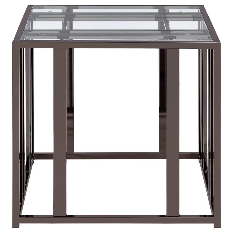 adri rectangular glass top side end table black nickel adri rectangular glass top side end table black nickel