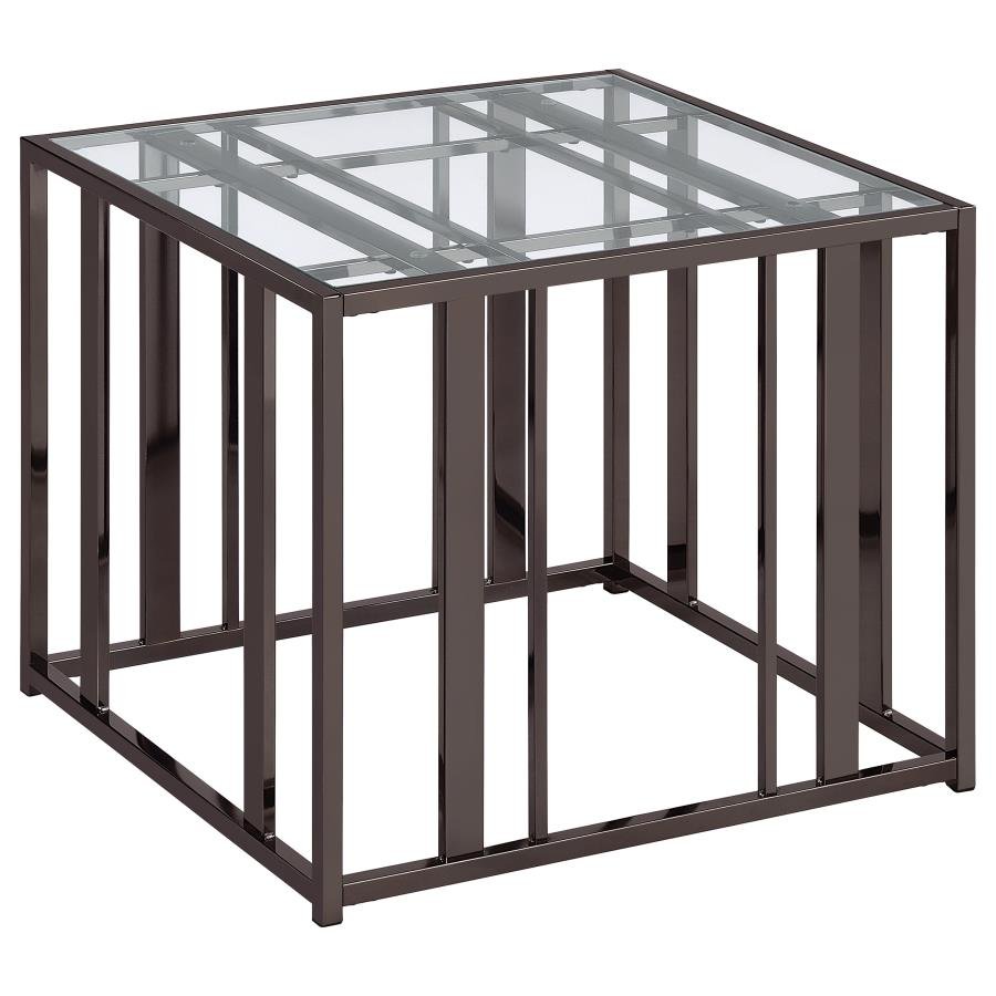 adri rectangular glass top side end table black nickel adri rectangular glass top side end table black nickel