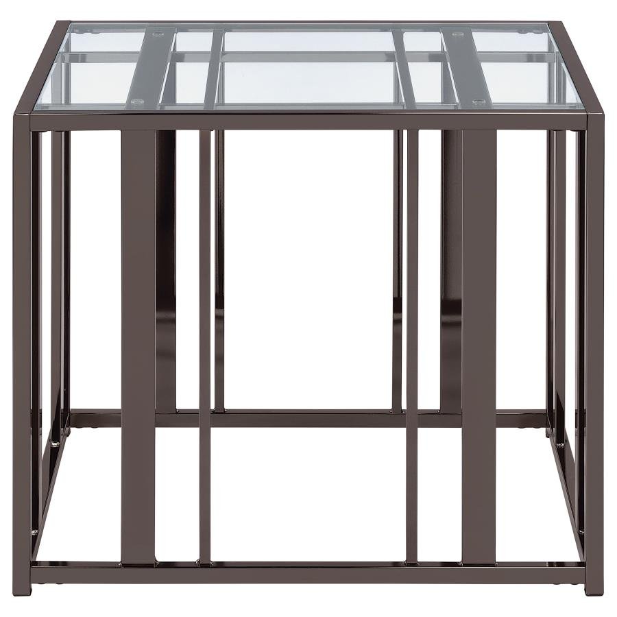 adri rectangular glass top side end table black nickel adri rectangular glass top side end table black nickel