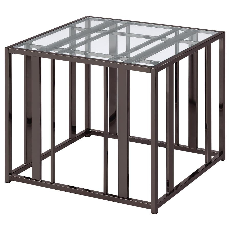 adri rectangular glass top side end table black nickel adri rectangular glass top side end table black nickel