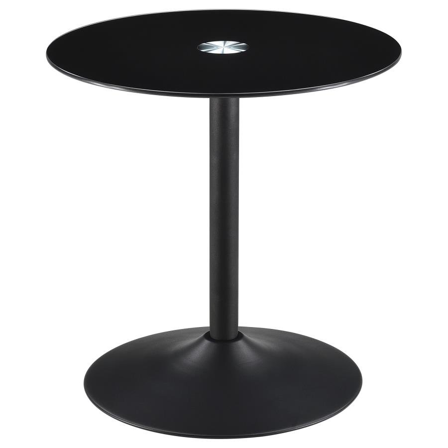 GANSO ROUND METAL END TABLE WITH TEMPERED GLASS TOP BLACK