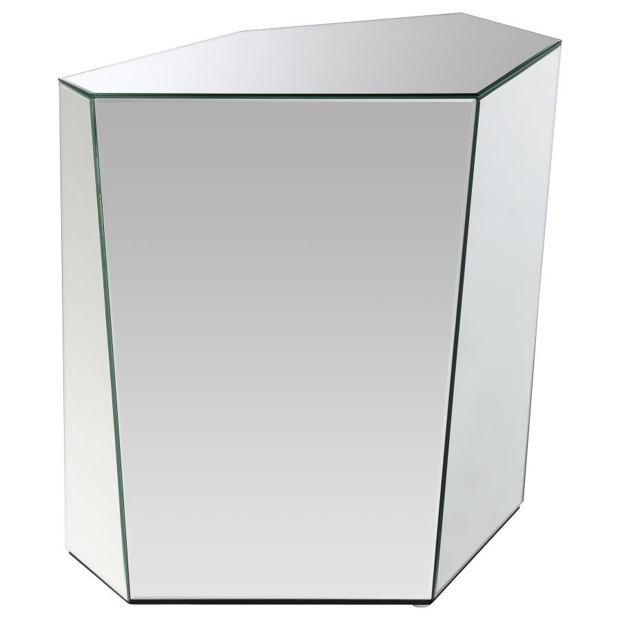 CAPELLA MIRRORED ABSTRACT GEOMETRIC END TABLE SILVER