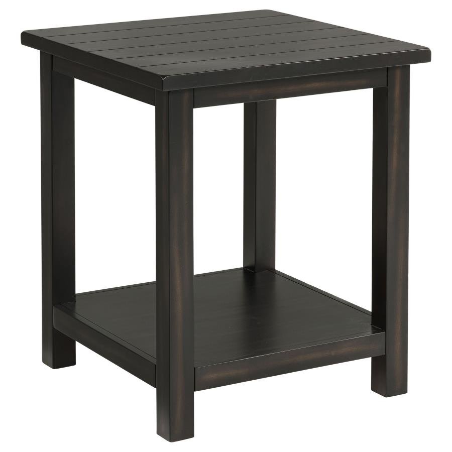 PAYNE WOOD END TABLE WITH SHELF DISTRESSED JAVA
