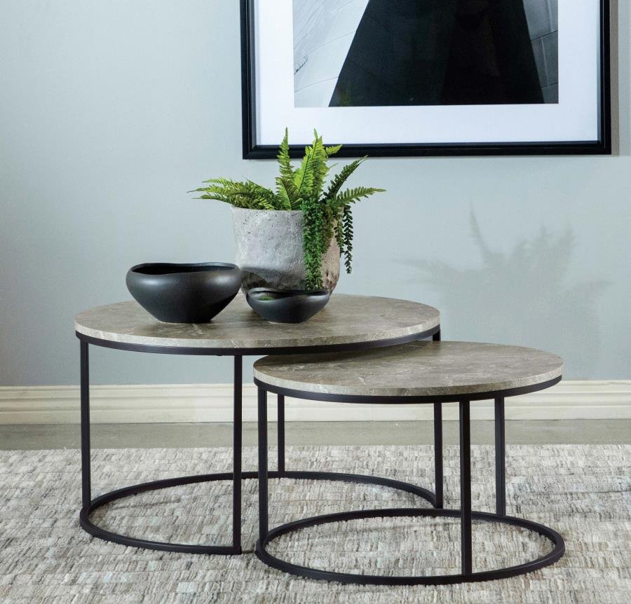 lainey 2 piece round faux marble nesting coffee table grey lainey 2 piece round faux marble nesting coffee table grey